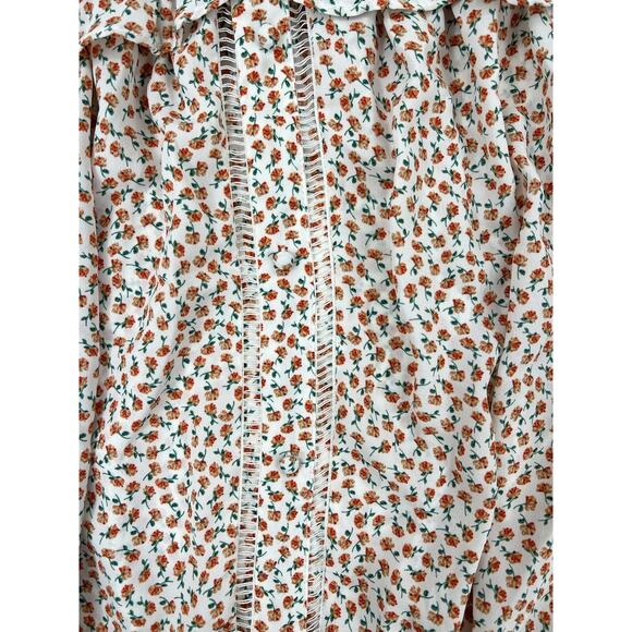 NWTs Womens Sienna Sky Blouse Size XS White Floral Off the Shoulder Button Up - Picture 5 of 12